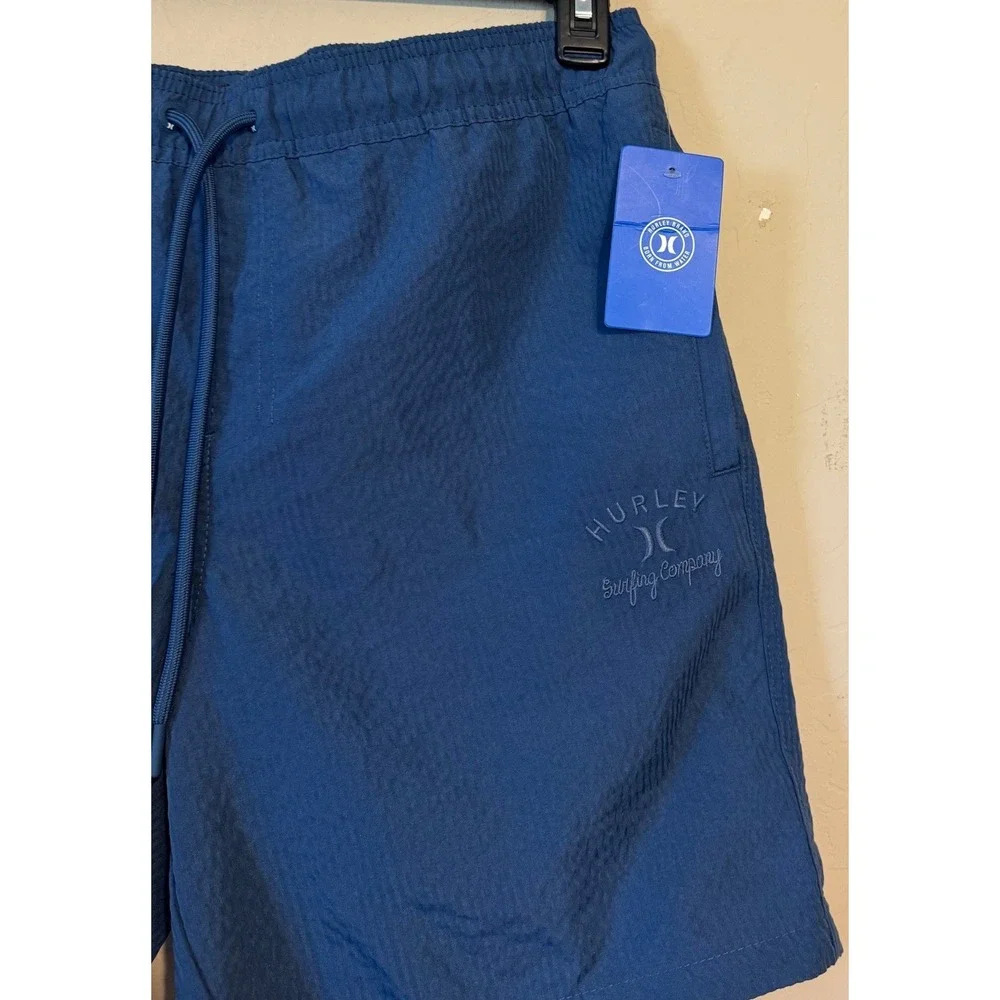 Hurley Shorts Men Medium Blue Textured Pull On Beach Surfing NEW